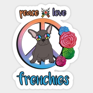 Peace Love Frenchies Hippie French Bulldog Sticker